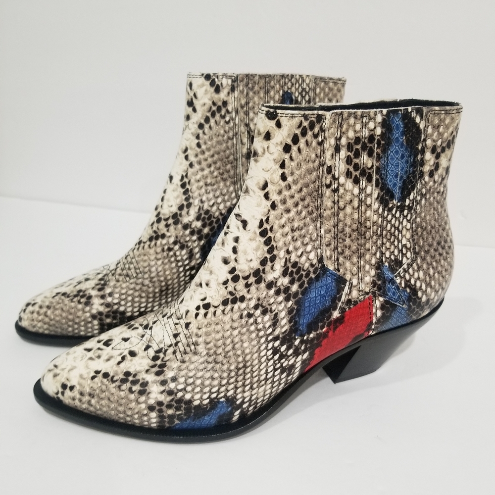 NWOT Golden Goose Crosby Snake-Print Western Ankle Boots
